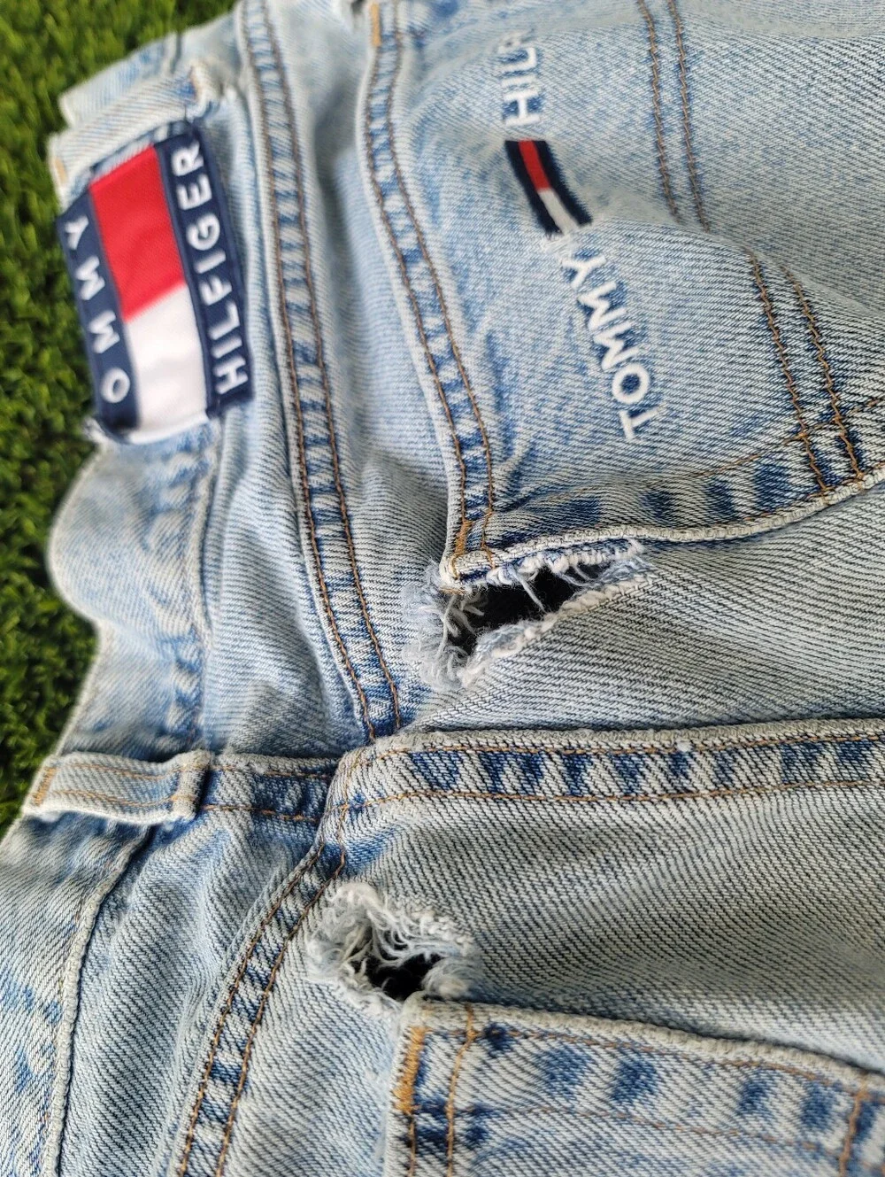 Vintage Tommy Hilfiger Men's Jeans | 36x30 | Light Wash | Y2K Distressed Denim
